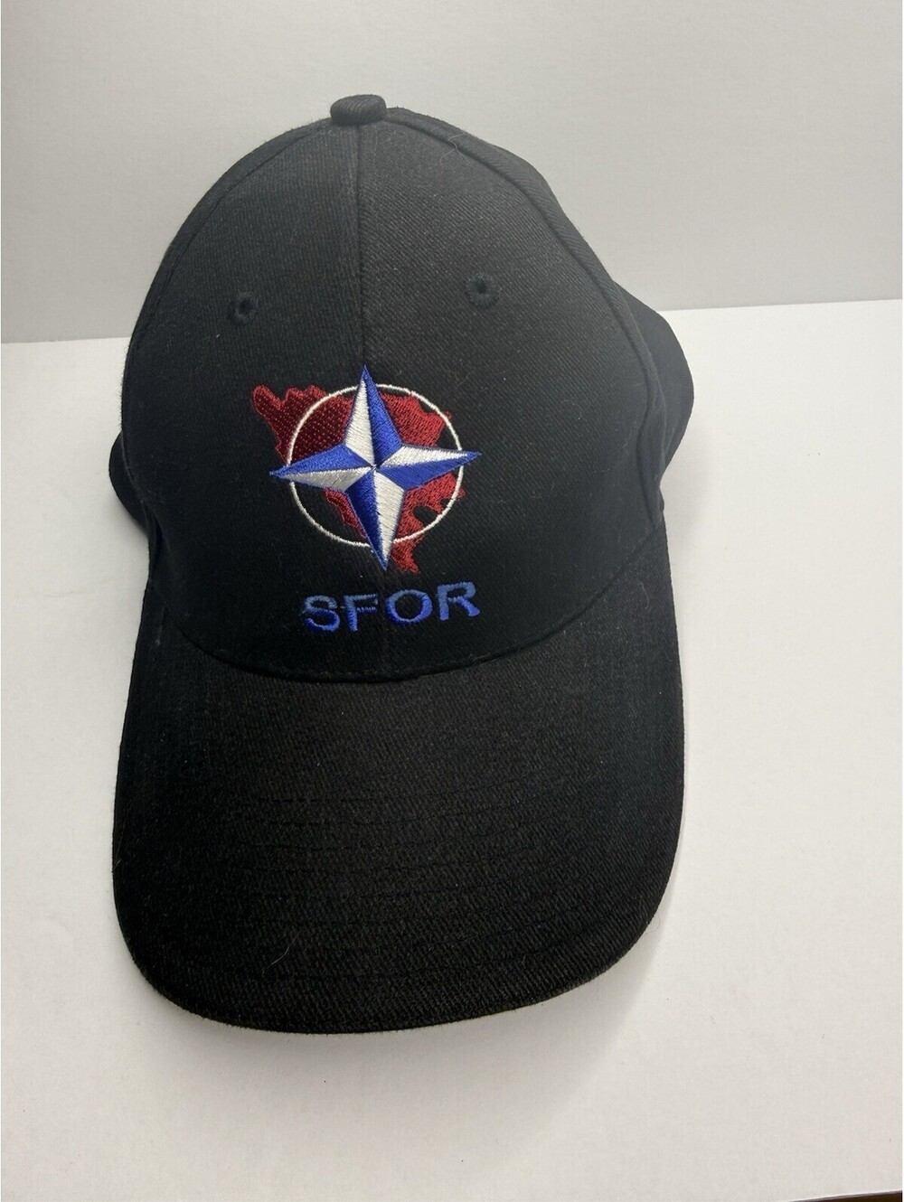 NATO Mission Bosnia Black Baseball Cap Hat Adjustable Strap.2/58